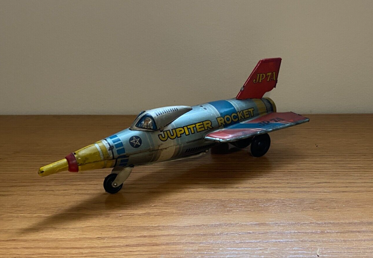 Masuya Toy Jupiter Rocket Tin Friction Space Toy 1960's Masuya Toy Jupiter Rocket Tin Friction Space Toy 1960's