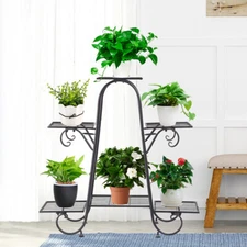 Multi tier Metal Flower Rack Shelf Plant Stand Step Design Indoor Outdoor Garden