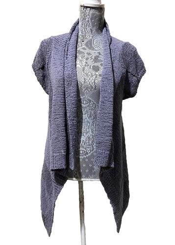 Elana Solano Sweater 1X Cardigan Cotton Gray Textured Accent Open Style Womens - Picture 8 of 13