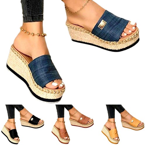 Women's Wedge Sandals Slip On Slides Ladies Retro Platform Indoor&Outdoor - Bild 1 von 72
