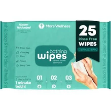 Latherz No Rinse Washing/Bathing Wipes - Just Add Water - Pack of 25 Cloths