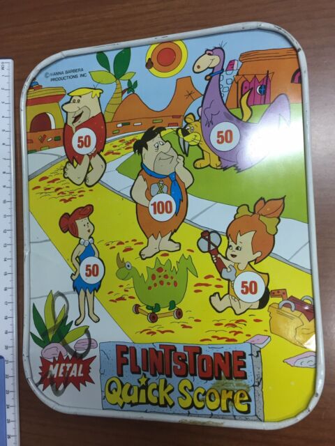 1970/80 Flintstone Quick Score Metal Bersaglio Hanna Barbera Prod Inc Originale
