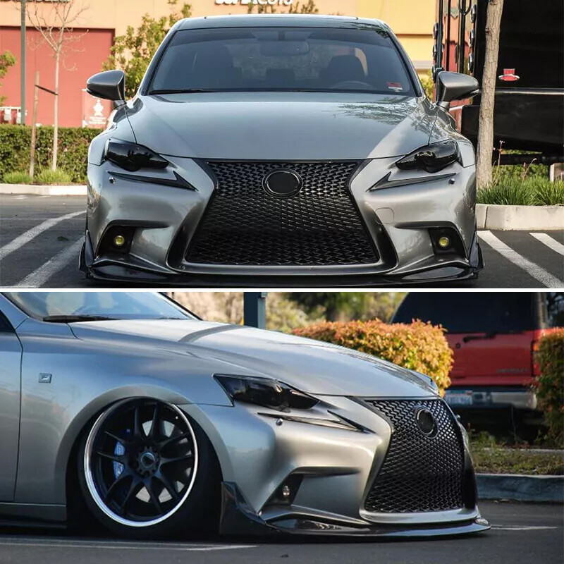 Gloss Black & Chrome Front Bumper Grille For Lexus IS250 IS350 F Sport 2014-2016