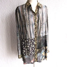 Art To Wear Button Up Wild Side Mix New Birds JOHN MARK Tunic Top Blouse Shirt M