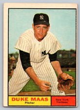 1961 Topps Duke Maas #387 New York Yankees VG