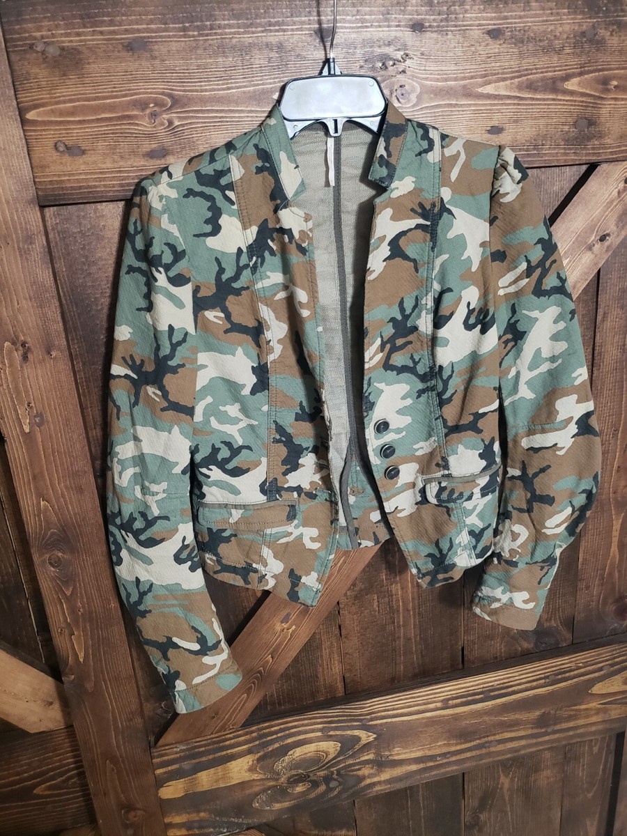 Free People MSRP $128 Army Combo Blazer Jacket Camouflage Fitted Women's  Size