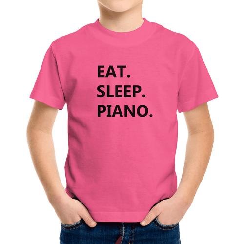 Piano Toddler Kids Youth Boy Girls T-Shirt Graphic Shirts Gift Pianist Eat Sleep - Picture 8 of 25