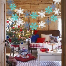 2.8M-3M Christmas Bunting Winter Snowflake Garland Streamer Banner Party Decor