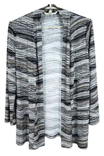 KASPER Women's Stretch Polyester Open Front Jacket Stripes Multicolor Size L