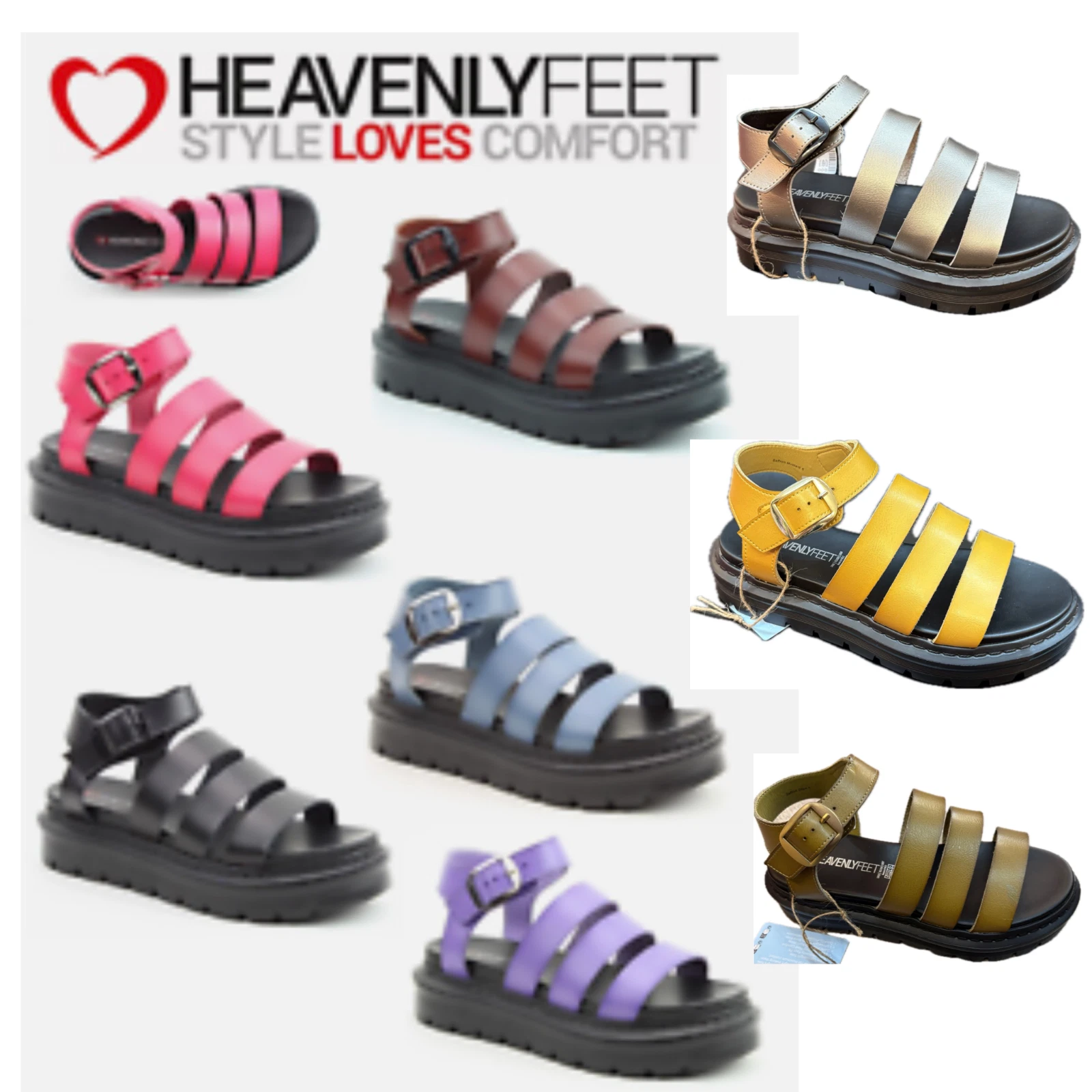 HEAVENLY FEET SAFFRON LADIES SANDALS NEW PLATFORM SUPER LIGHT SOLES VEGAN