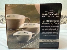 Mason Cash Measuring Cups 1C, 1/2 C, 1/4 C Tan Beige Made In England