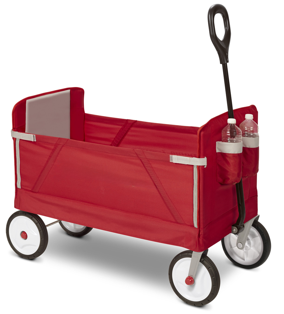 Radio Flyer, 3-in-1 EZ Fold Wagon, Padded Seat with Seat Belts, Red