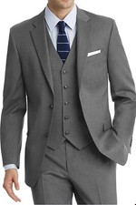 Handmade Men Suit 3Pcs Business Single-Breasted Notch Formal Pants Vest Custom