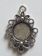 3PC. 12MM Round Tibetan Antique Silver Plated Cabochon Setting Pendant DIY NEW