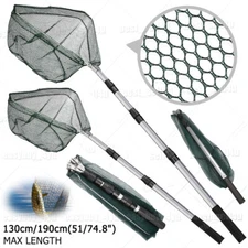 Foldable Fishing Landing Net with Telescoping Pole Handle Expandable to 51/74.8"