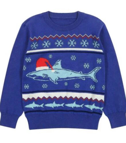 Andy & Evan Boys Blue Shark Jacquard Holiday Sweater Set Size 7 - Picture 4 of 9