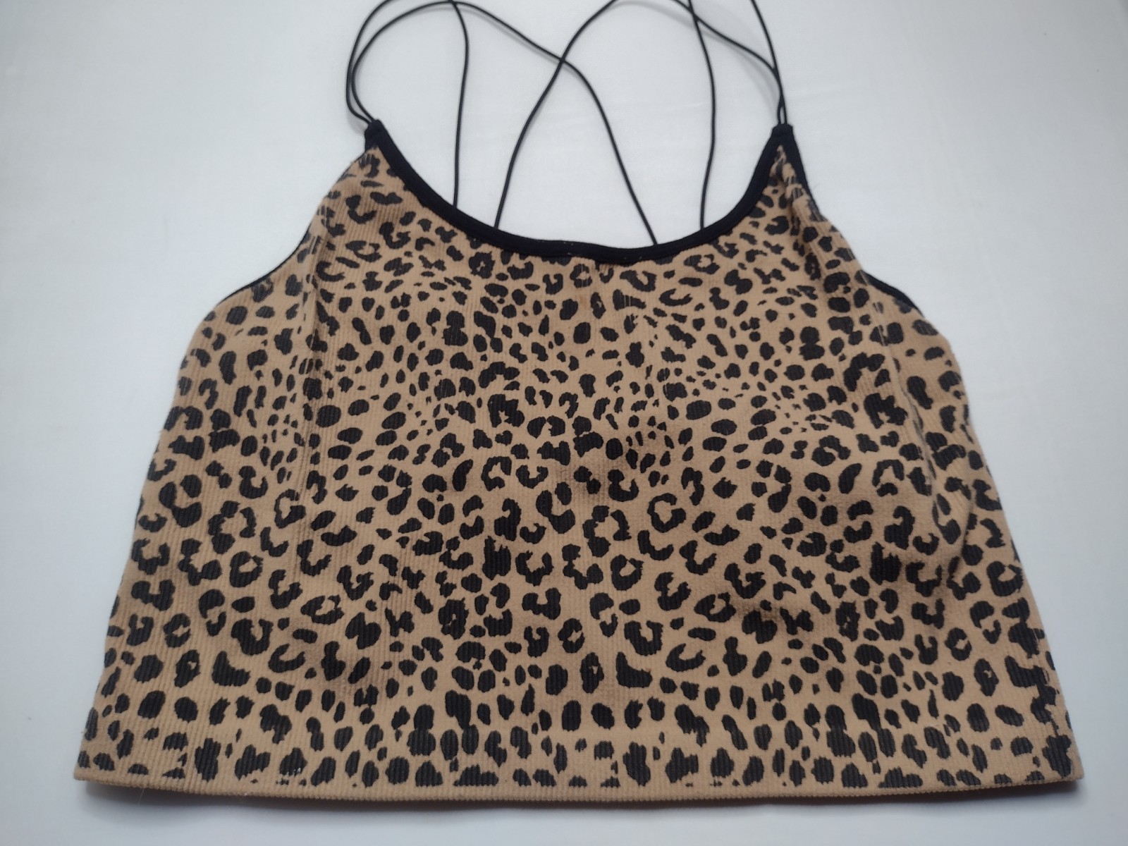 No Boundaries Bralette Bra XL Leopard Longline Crop Wireless Tank Top A5