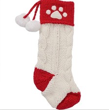 NWT Humane Society Red White Paw Print Christmas Stocking