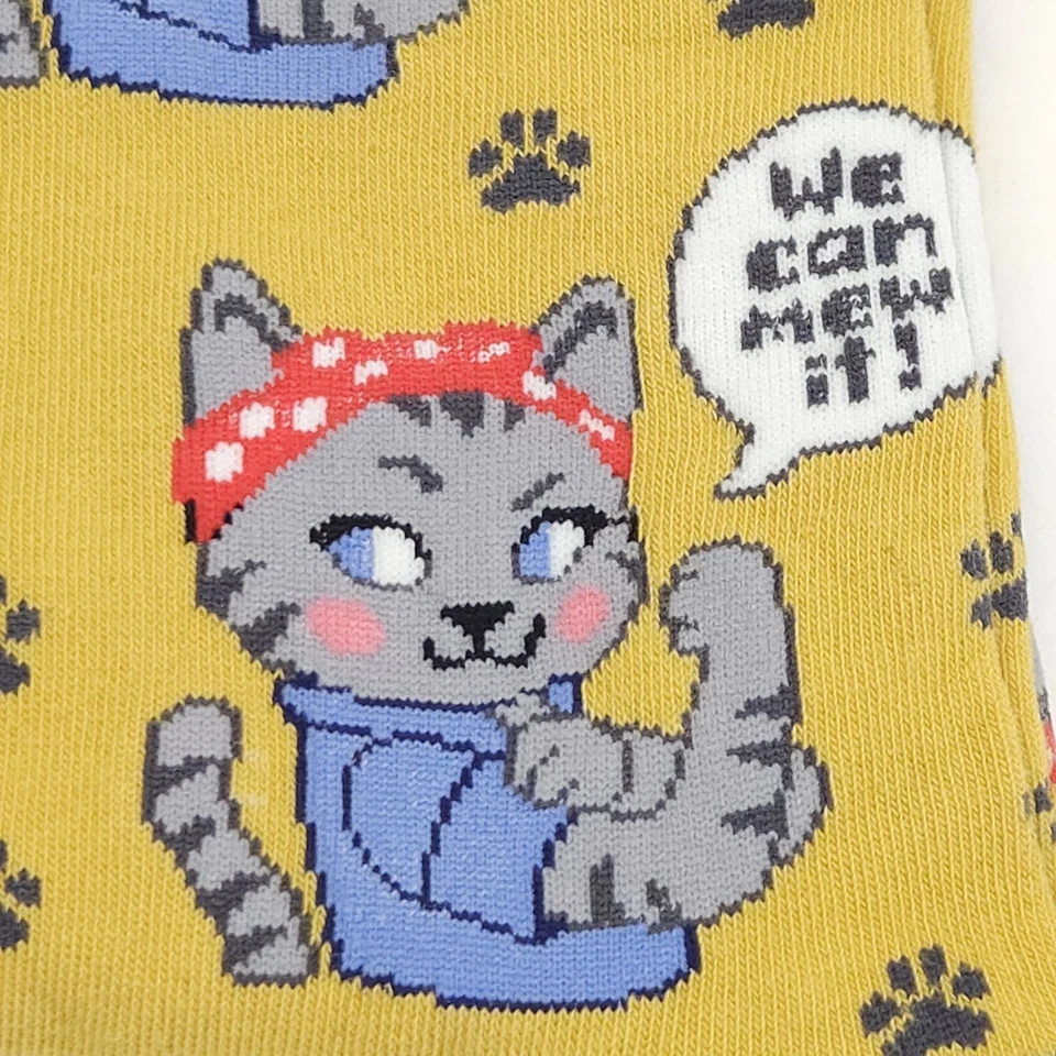 Calcetines Socksmith Mujer Crew 9-11 Cat We Can Maullar It Amarillo Novedad Gráfico Regalo Foto 4 de 4