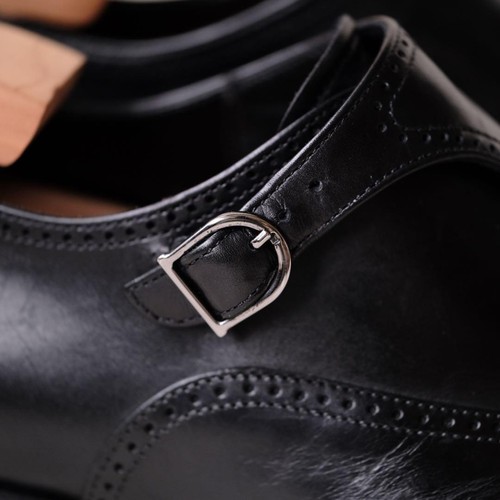 Men 7.5US Ermenegildo Zegna Couture Single Monk Medallion 6Ee - Picture 8 of 10