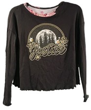 Justice Girls Long Sleeve Graphic Shirt With Sports Bra Underneath Large 12-14 