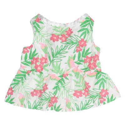 Janie and Jack, Kleid, Größe: 86, Weiß/Grün/Pink, Baumwolle, Blumen #QIg
