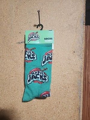 Odd Sox Kelloggs Apple Jacks Green Novelty Crazy Socks Gift Mens Size 6-12 Crew