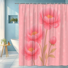 Pink Floral Shower Curtain for Cute Bathroom Decor