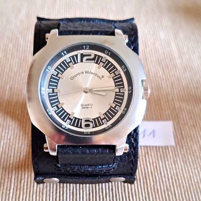Giorgie Valentian Quarz Armbanduhr Lederband schwarz silber/schwarz No. 04161-1