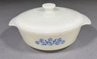Vintage Anchor Hocking Fire King 1 Quart Cornflower Blue  Milk Glass Bowl & Lid