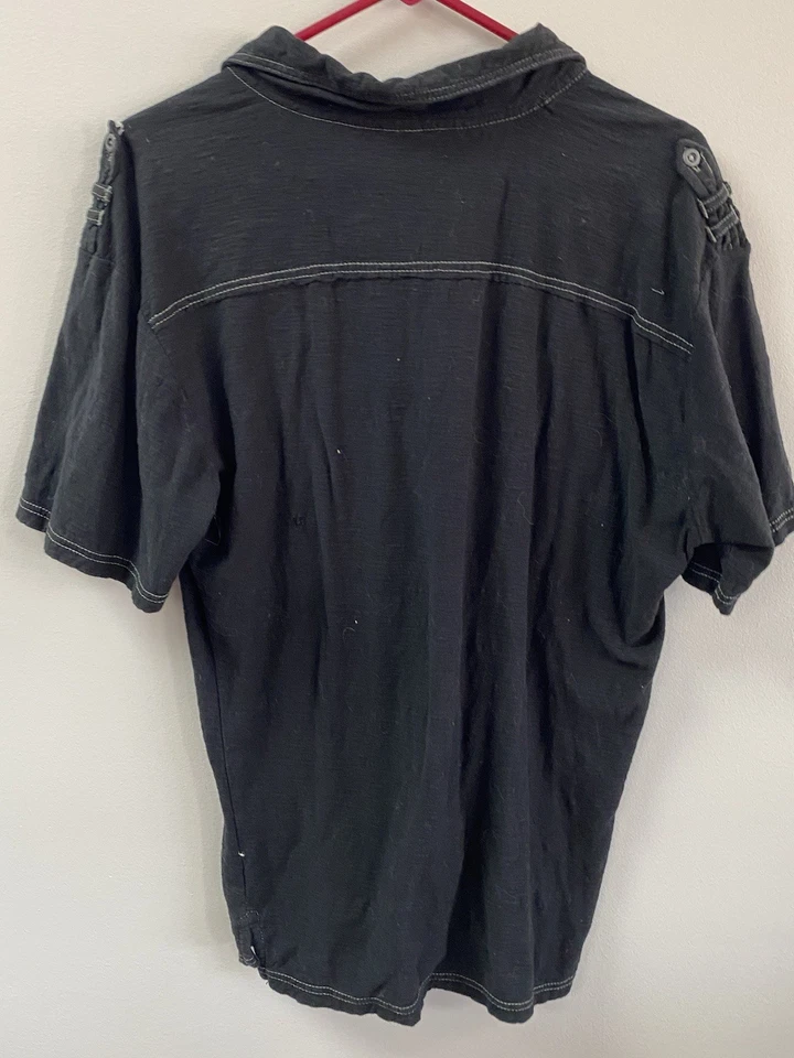 Camisa Y2K Modern Culture Grunge Utility Manga Corta Abotonada Negra XL Punk Foto 4 de 4