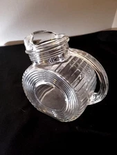 VINTAGE ABSTRACT STREAMLINE RIBBED GLASS WATER PITCHER MID CENTURY MODERN