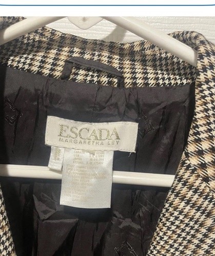 Escada by Margaretha Ley Vintage Women's Plaid Blazer Jacket Size Medium - Picture 6 of 7