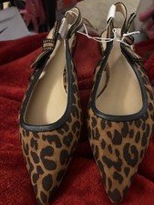 A New Day Animal Print Pointed Toe Slingback Flats Women's Size 9