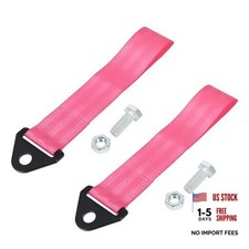 2 Pcs Universal Car Tow Towing Hook Bumper Trailer Belt Strap with Bolt