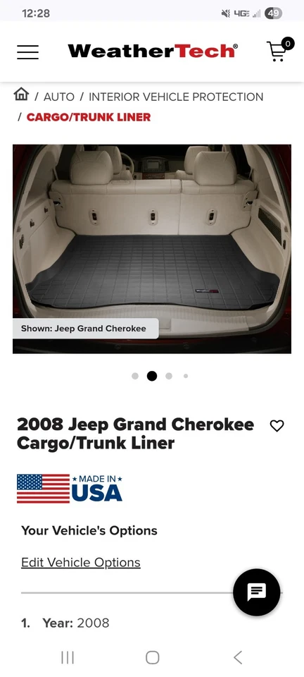 Jeep Grand Cherokee 2008 forro de carga/baúl WeatherTech  Foto 3 de 3