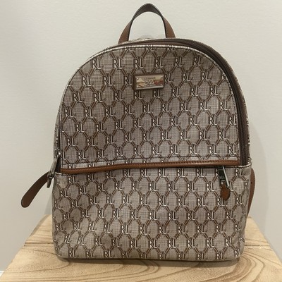 LRL Ralph Lauren Beige & Brown Monogram Logo Print Coated  display picture 3