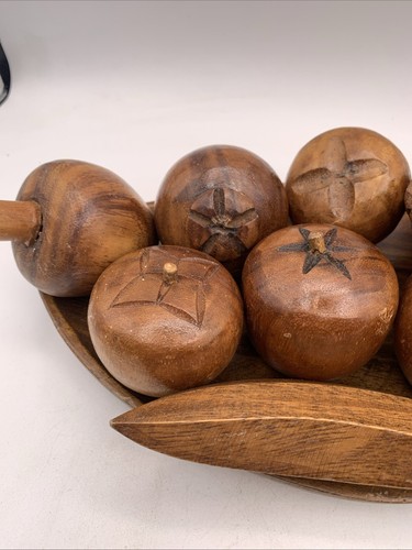 Vintage Wooden Fruit With Tray 11 Pieces MCM Philippines Vintage Farmhouse - Picture 5 of 7