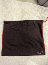 Coach Dust Bag Purse Storage Protective Cover 16"x13" Brown with Red Trim