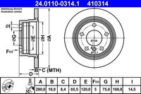 2 X Bremsscheibe ATE 24.0110-0314.1 FüR BMW 1Er