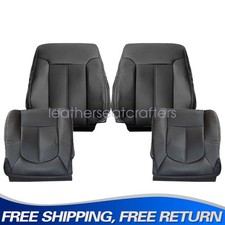 Front Perforated Leather Bottom Top Seat Cover For 2011-2016 Ford F250 Black