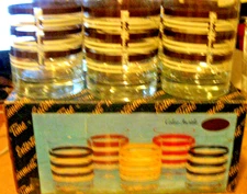 VTG Entertainment Time Shelton-Ware, 6 x Lowball  Glasses #2200 brown stripe NEW