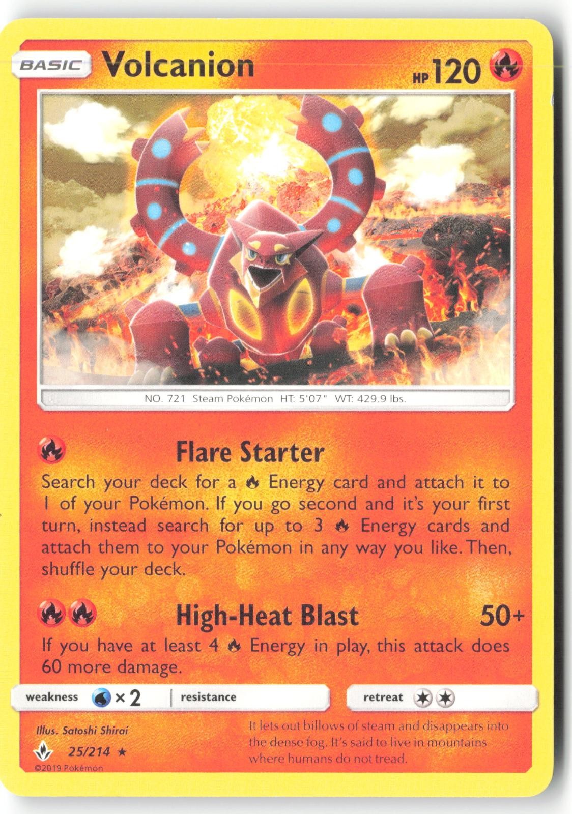 Volcanion 25/214 Holo Rare Unbroken Bonds Pokemon Lightly Played