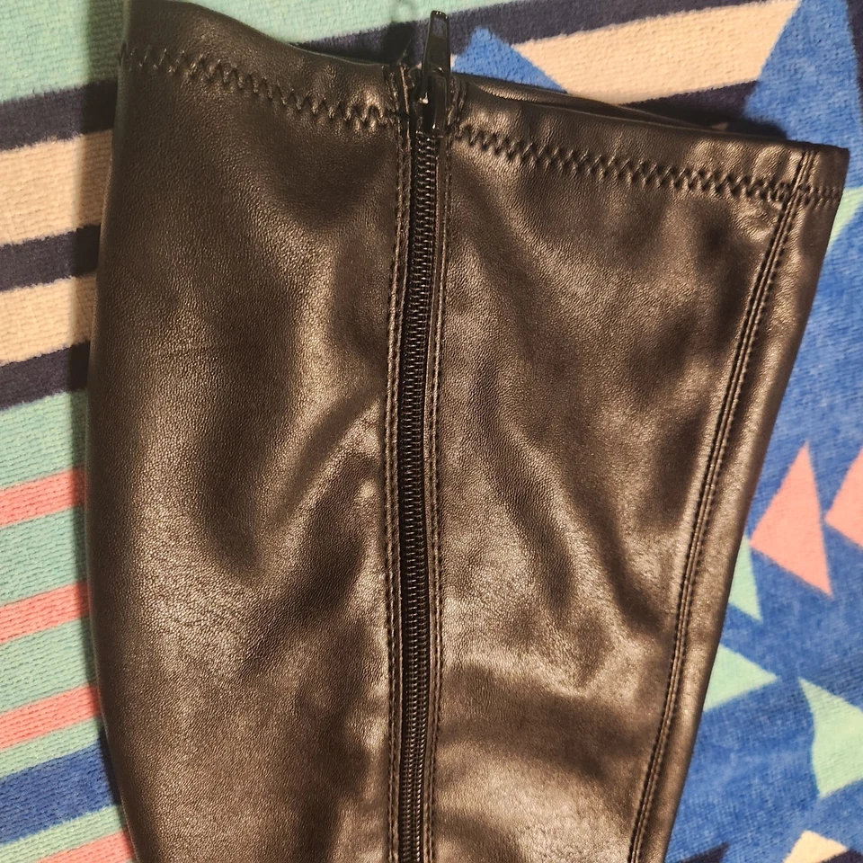 Y2K Madden Girl Womens Boots Sz 11M Chunky Platform Tall Thigh Zip Up Black - Image 3 of 4