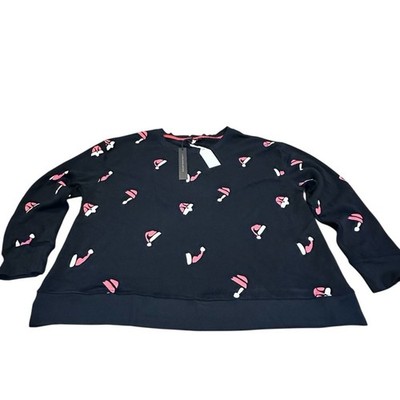 Jane + Delancey Naughty/Nice Santa Hat Print women's Sweatshirt XL