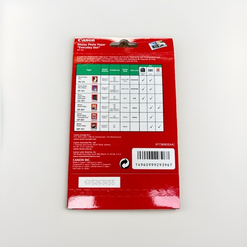 Canon GP-501 Photo 170gsm 10x15 Glossy Inkjet PhotoPaper 100 Sheets Brand New - Afbeelding 2 van 2