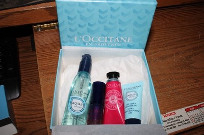L'Occitane Travel Size Skincare Aqua Reotier, Creme Mains, Immortelle Reset,