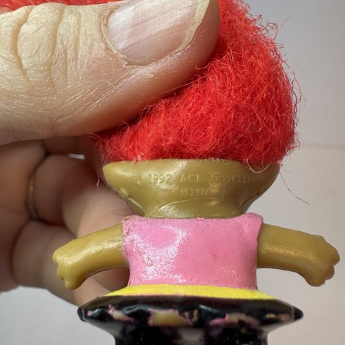Vtg Mini Treasure Troll Red Hair Red Gem 1992 Ace Novelty Pink Leotard - Picture 6 of 7