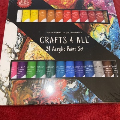 Crafts 4 All 24 Watercolor Paint Set (Premium Pigment) *3 Free Brushes* SEALED!!