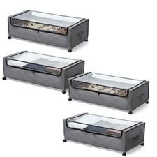 4-Packs Under Bed Storage with Wheels, Under The Bed Storage Drawers On Wheel...